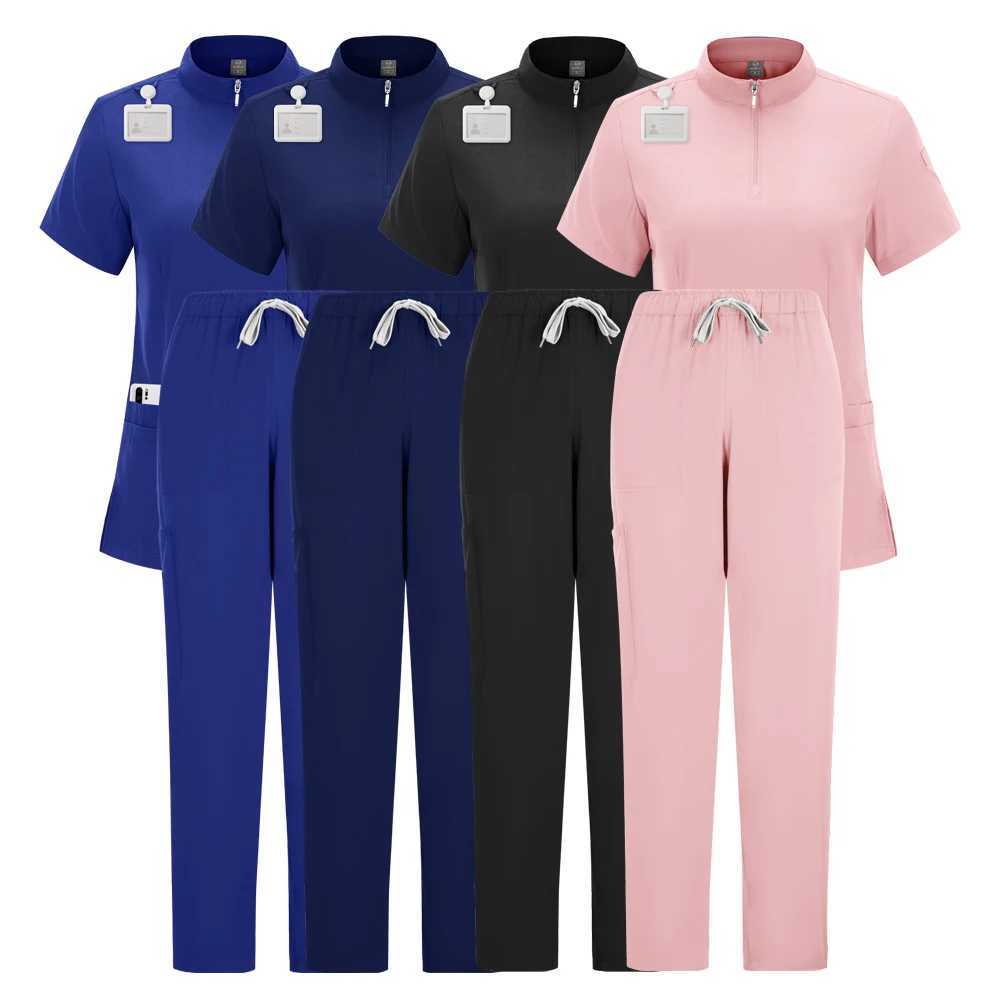 Surgical Uniform Womens Nursing Set Pocket Top Straight Pants Medical Nurse Uniform Sn Hospital Set X250410