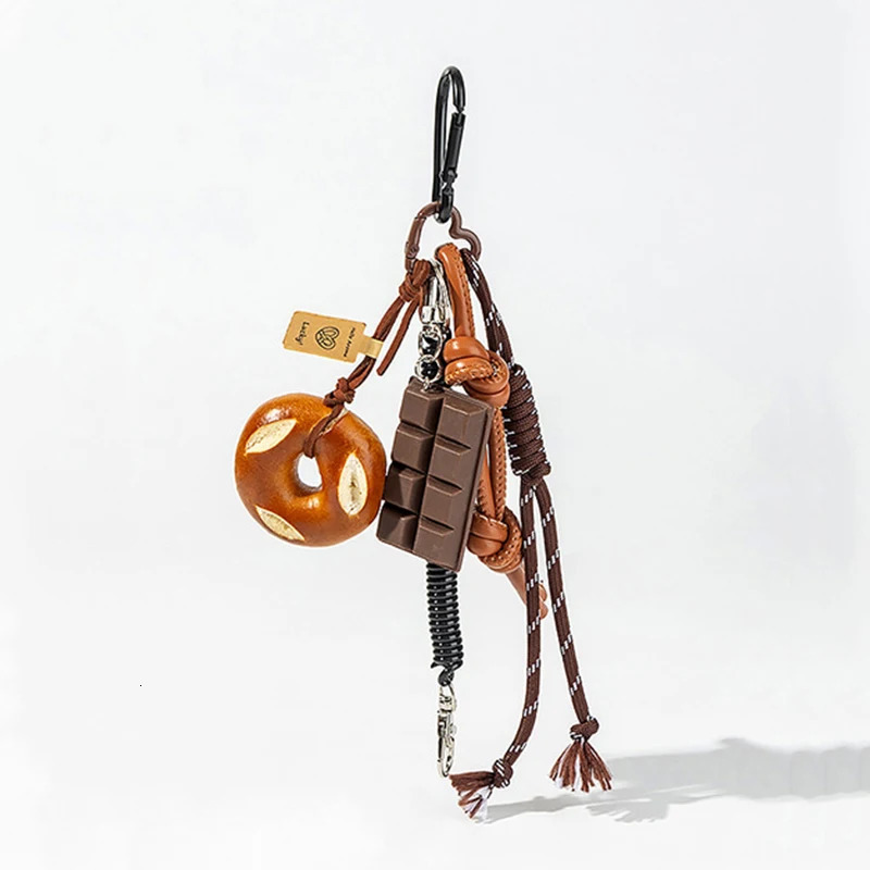 Braided Rope Bag Pendant High-grade Keychain Pendant Cute Alkaline Water Bread Ins Bag Pendant Chocolate Pendant 251110