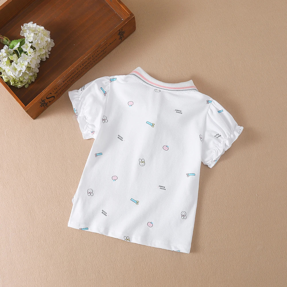 Baby Girls Summer Shirt Kids Cotton Short Sleeved Clothes Kids Polo T-shirt Baby Turn-Down Collar Clothes 250410