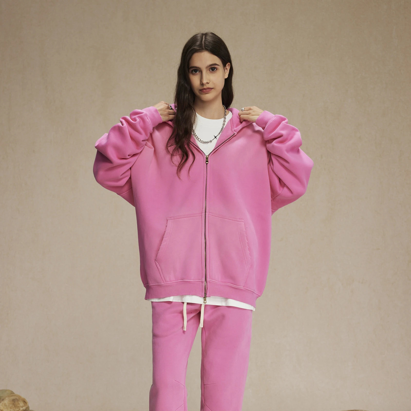 Mens Zip Up Hoodies Tie Dye Washed Double Oversize Cardigan Sweatshirt Loose Plus Plush Gradient Man Hooded Pullovers Winter 251105