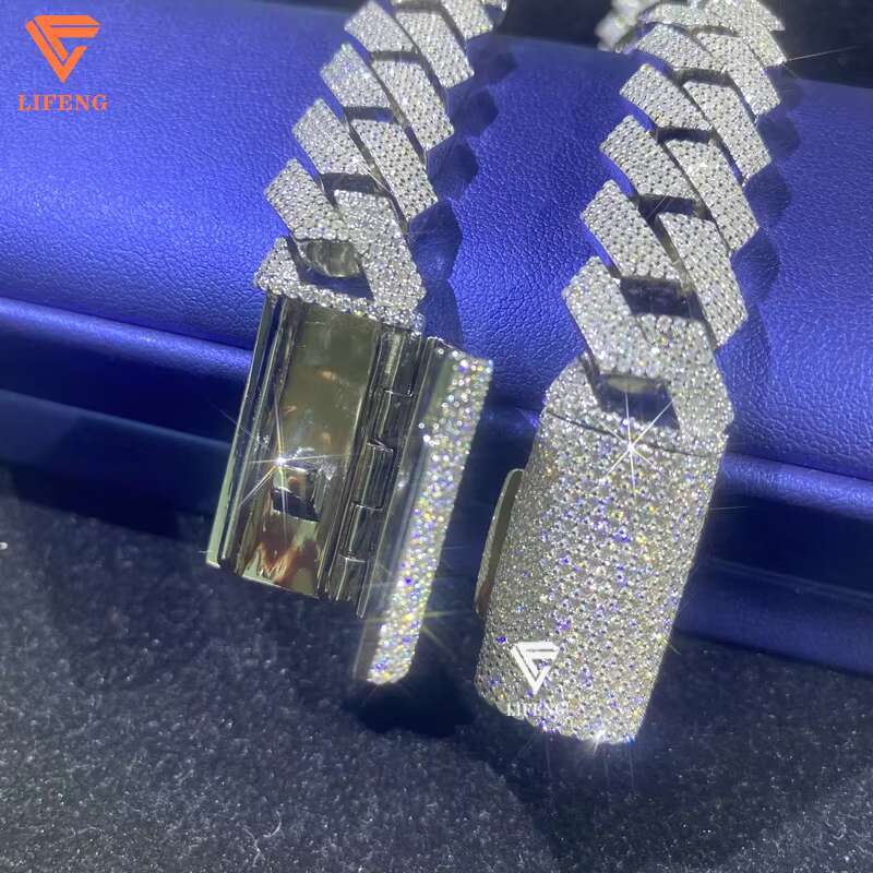 Fashion Jewelry Bracelets Bangles 15mm 925 Sterling Silver Iced Out DVVS Moissanite Cuban Bracelet Custom Womens Bracelet