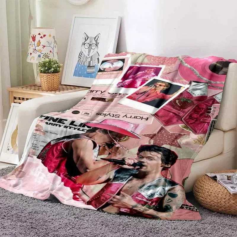 Harrystyles Flannel Soft Blanket Warm Retro Blankets for Beds Bedroom Living Room Sofa Blanket Travel Picnic Blanket C251111