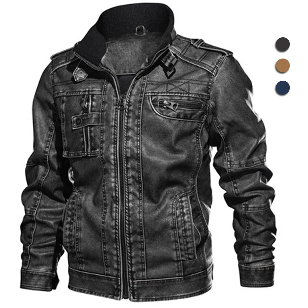Autumn Winter Leather Jacket Men Vintage Biker PU Coat Causal Motorcycle Jackets Plus Size 8XL 3D Stand Collar Thick Tops 251105