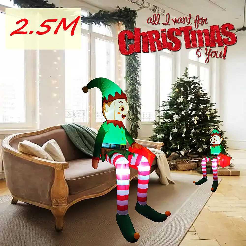 Christmas 25M/82FT Christmas Santa Inflatable Prop Elf Model Built-in LED Lights Indoor Outdoor Fun Decoration Yard Garden Holiday Party Y251111
