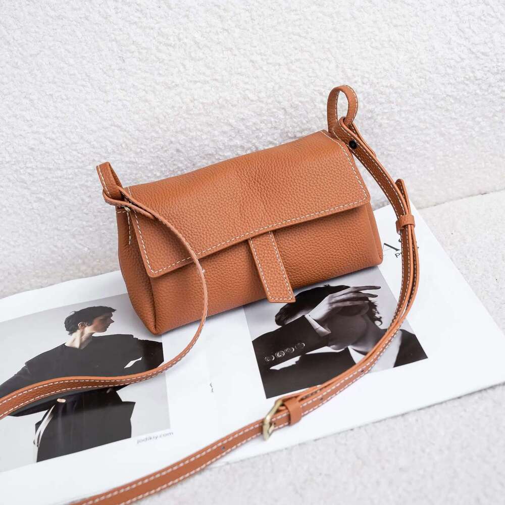 Genuine Leather Casual Handbag, Lady Underarm Fashionable Elegant Women's Shoulder Crossbody Bag Multi Compartment