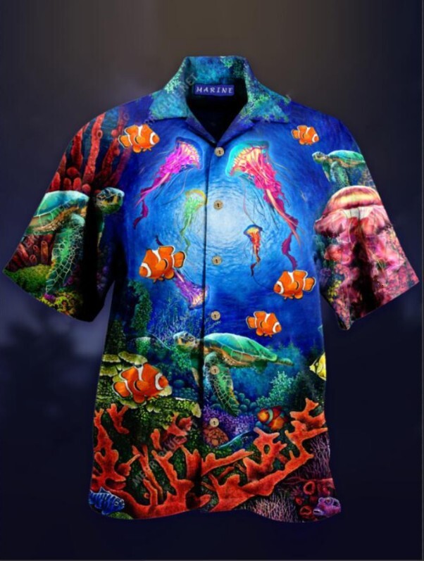 Mens summer casual printed Hawaiian shirt Mens vacation seaside trade direct