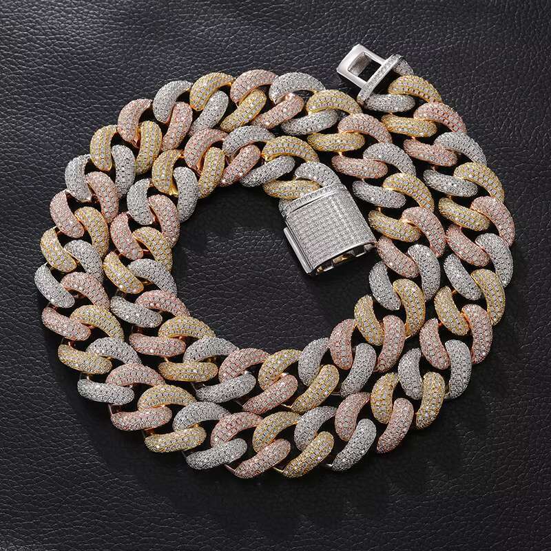 20mm Full Iced Out Moissanite Stones Sterg Sier Big Cuban Chain