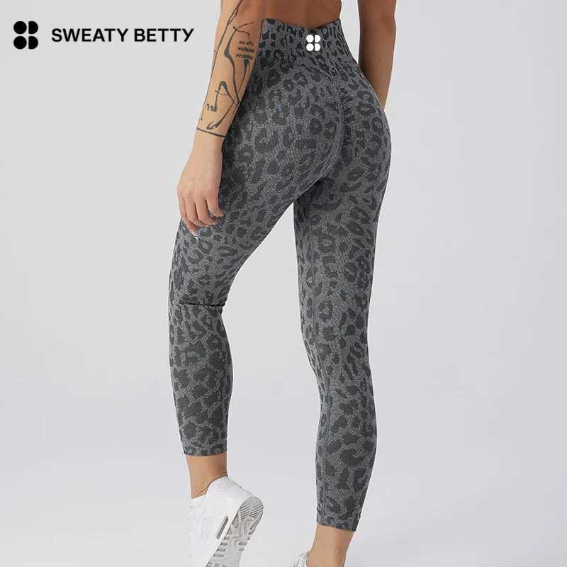 Sweaty Betty Womens Peach Hip Fitness Pants Leopard Pattern Nine Cent Running Tights Hip Lifting Exercise Seamless Pants C251111