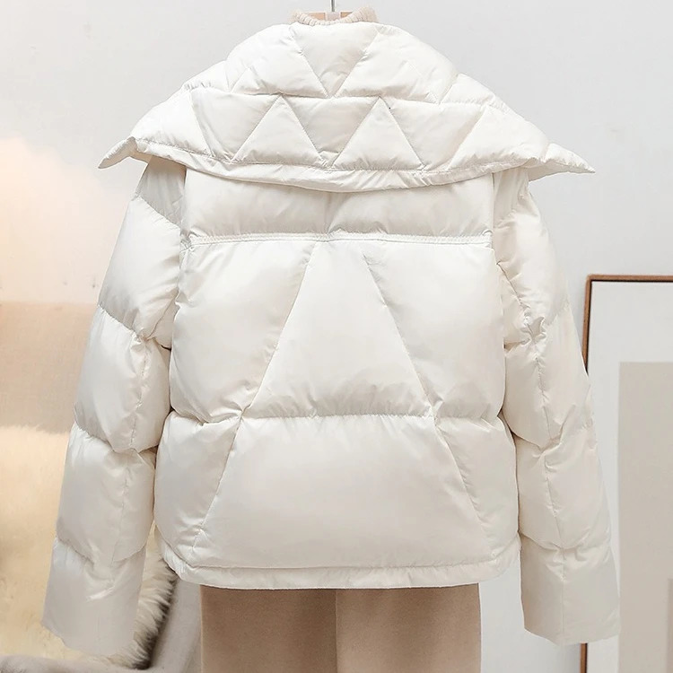 Women Short Thickened Warm Double Breasted Down Puffer Jacket Women Fashion Casual Winter White Duck Down Coat Female 251110