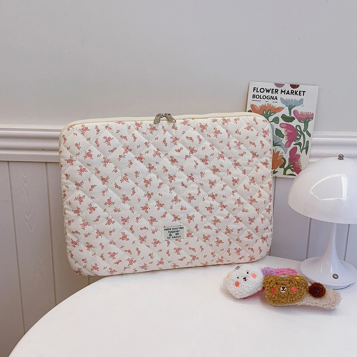 1 Pc Chic Flower Print Quilted Laptop Bag 11 Inch/14 Inch/15 Inch Computer Bag Protection Case Laptop Sleeve Computer Case Bag 250407
