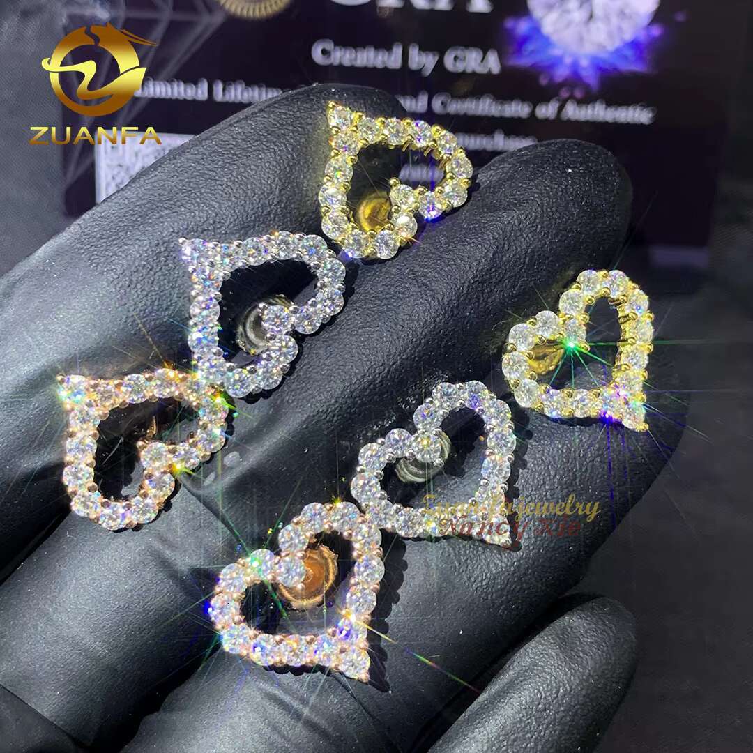 Iced Out 925 Silver Moissanite Diamond Jewelry GRA Vvs Moissanite Men Women Hip Hop Earring Stud Earrings