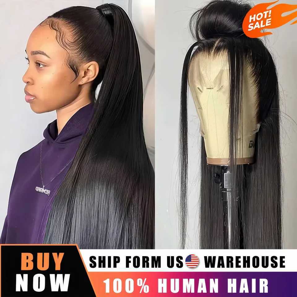 30 40Inch Straight 360 Full Lace Wig Human Hair 200 Density Natural Black Preplucked Brazilian 13x6 Hd Lace Front Human Hair WigT251111