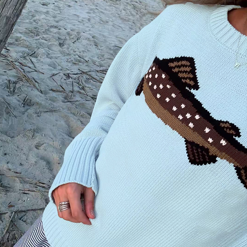 Women's color-block pullover sweater, a long-sleeved, loose-fitting, versatile comfortable sweater is a bestseller, ideal for festivals, vacation