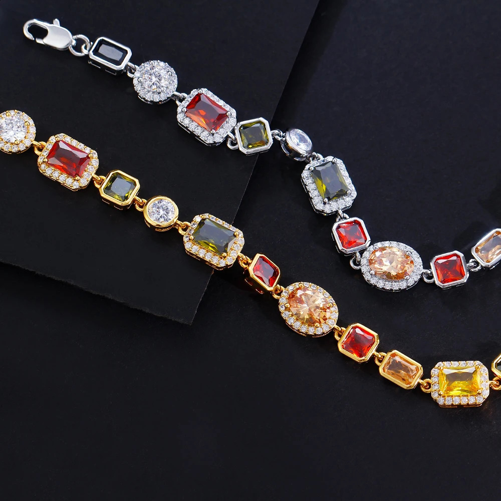 Pera Gold Color Multicolor Cubic Zirconia Adjustable Link Chain Bracelets for Men and Women Hip Hop Style Jewelry B268 250408