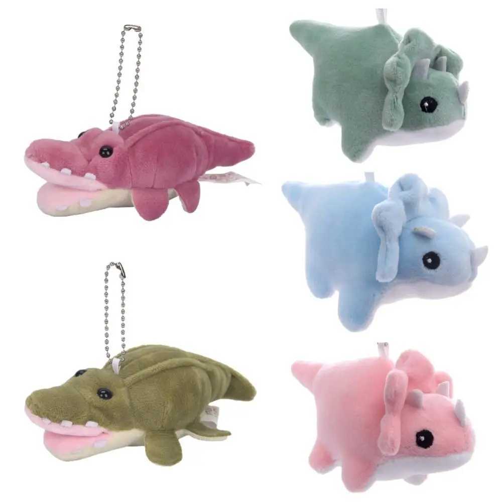 Cartoon dinosaur plush keychain soft and cute crocodile bag pendant fashionable plush filled triangular dragon keychain suspension accessories W250411