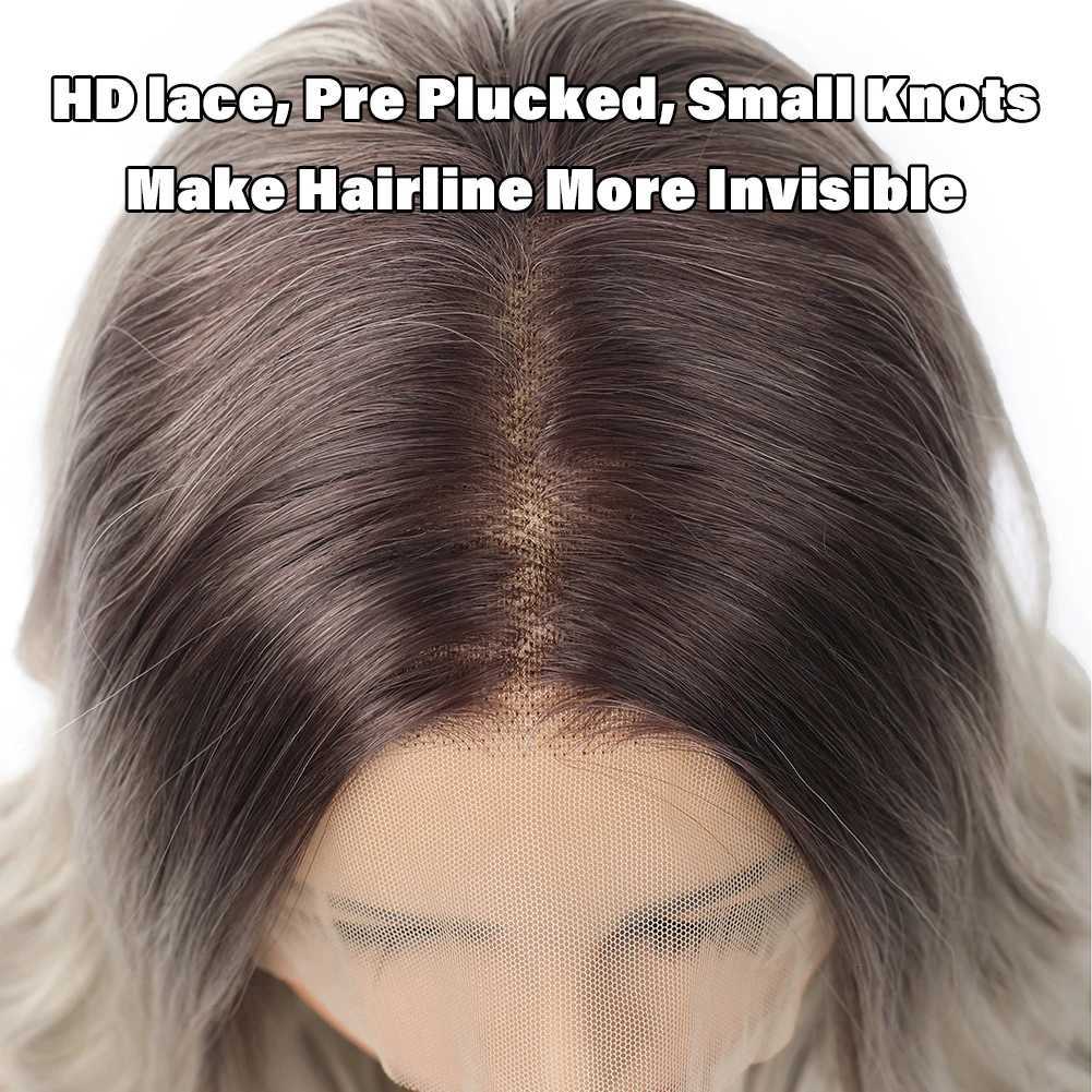 Body Wave Lace Front Wigs for Black Women 13X4 Black Sliver Wig HD Lace Frontal Wig Fluffy Natural Synthetic Lace Front WigsT251111