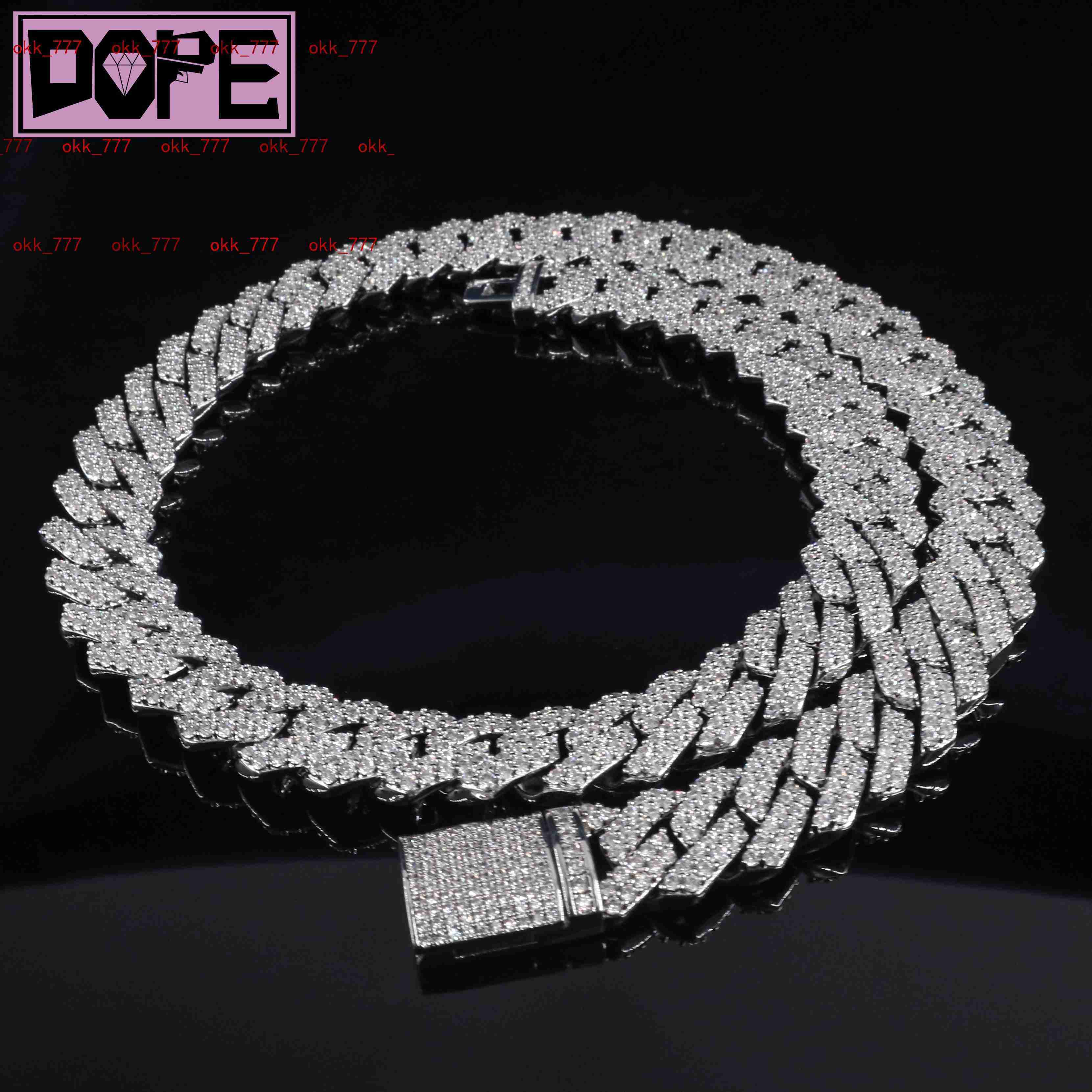 In Stock Moissanite Cuban Necklace 925 Sterling Silver 10mm Width Iced Out VVS Diamond Moissanite Cuban Chain