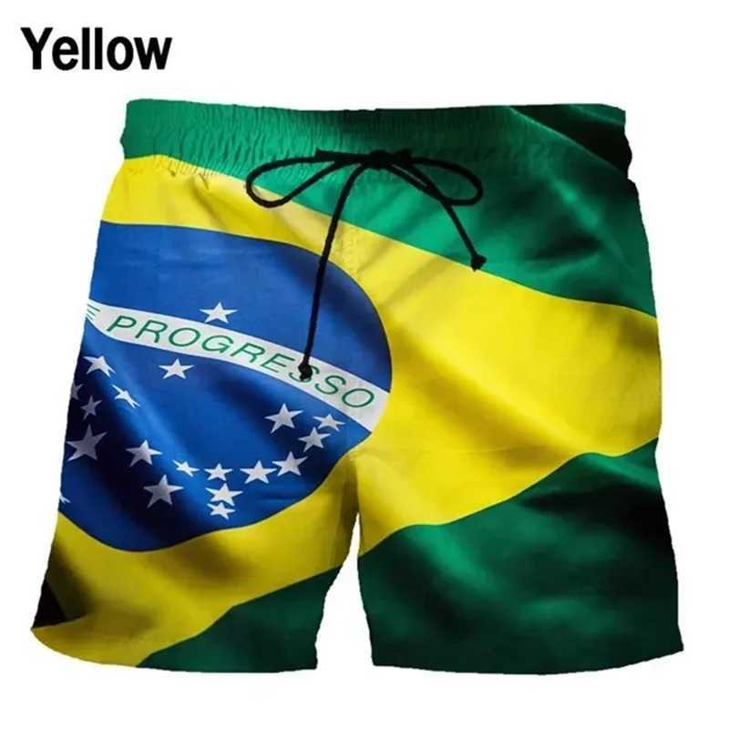 3D printed Brazilian flag pattern beach shorts for mens summer fashion casual board shorts for mens outdoor sports gym swim trunksW250410