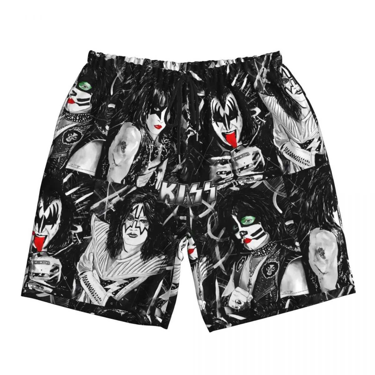 Swimsuit Kissing Band Shorts Summer Rock Band Hawaiian Board Shorts Mens Sportswear Quick Drying SwimsuitW250410
