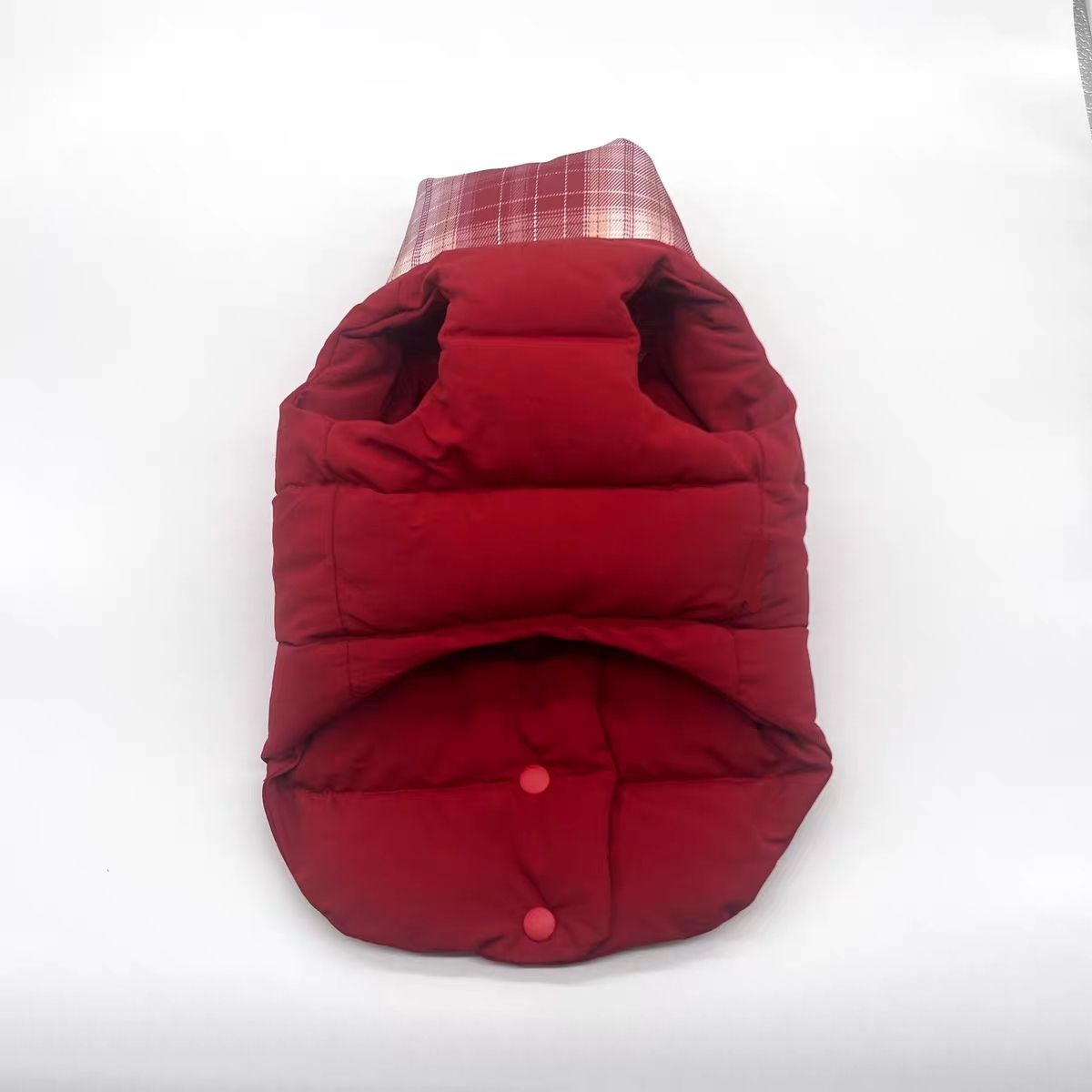 Plaid Scarf Padded Pet Vest with Cute Bear Detail & D-ring, Multicolor Winter Warm Jacket for Small Dogs & Cats, Fashion Puffer Coat for Chihuahua, Po