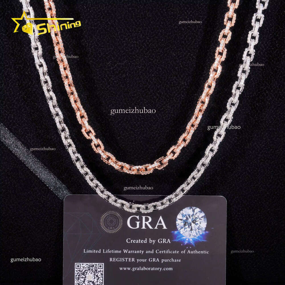 Hot Sale 4mm Iced Out Chain Sterg Sier Pass Dia Tester GRA Certified VVS Moissanite Bracelets Hiphop Jewelry