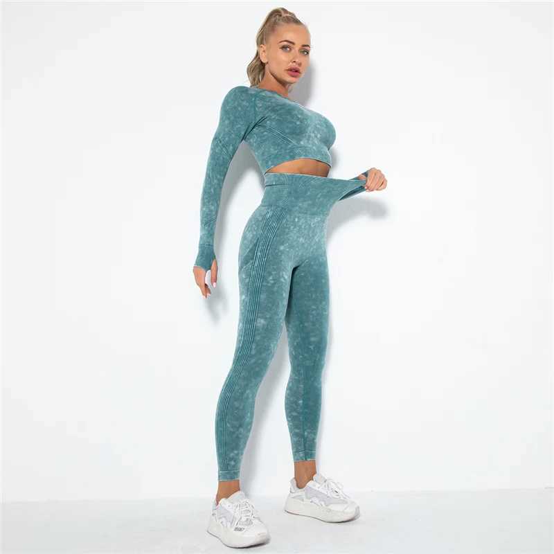 Hamidou Cropped Top Gym Set Seamless Womens Yoga Exercise Set Fintess Clothing Push Up Leg Sports ClothingW250411