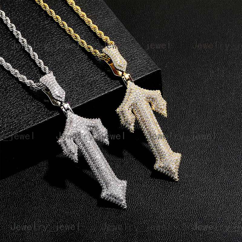 Blues New Initials Letter T Pendant Necklace for Men Women Iced Out Zircon Cross Necklace for Hip Hop Rock Jewelry