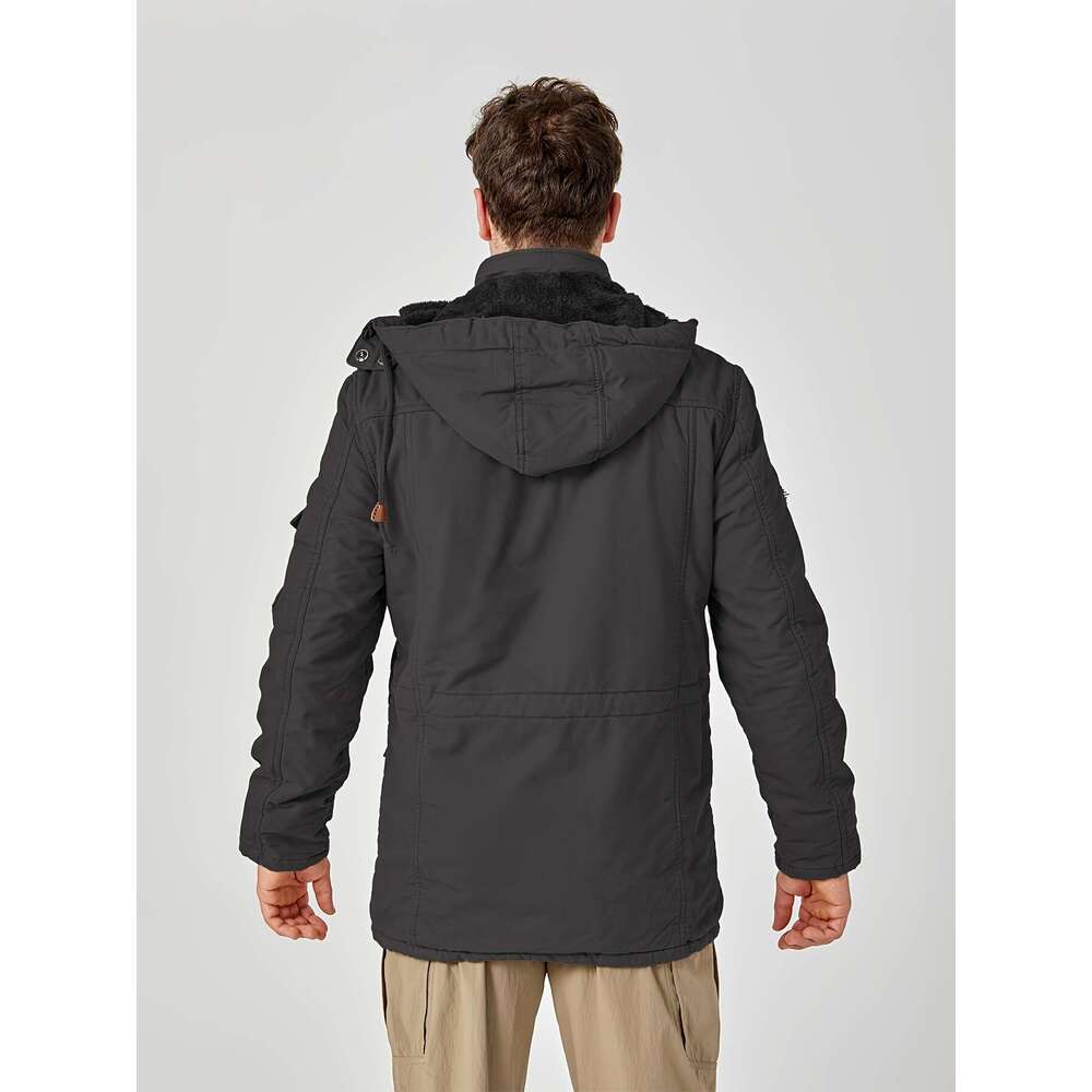 Men's Heavy-Duty With Fleece Lining & Windproof Full-Zip Hooded Work Coat, 8 Multi-Pocket Outdoor Gear For Hiking, Camping, Skiing, Flying Thick 