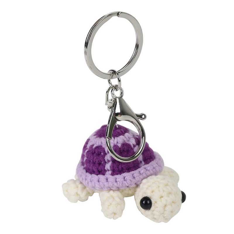 New cute little turtle car keychain mini turtle handmade wool crochet backpack hanging cute keychain W250411