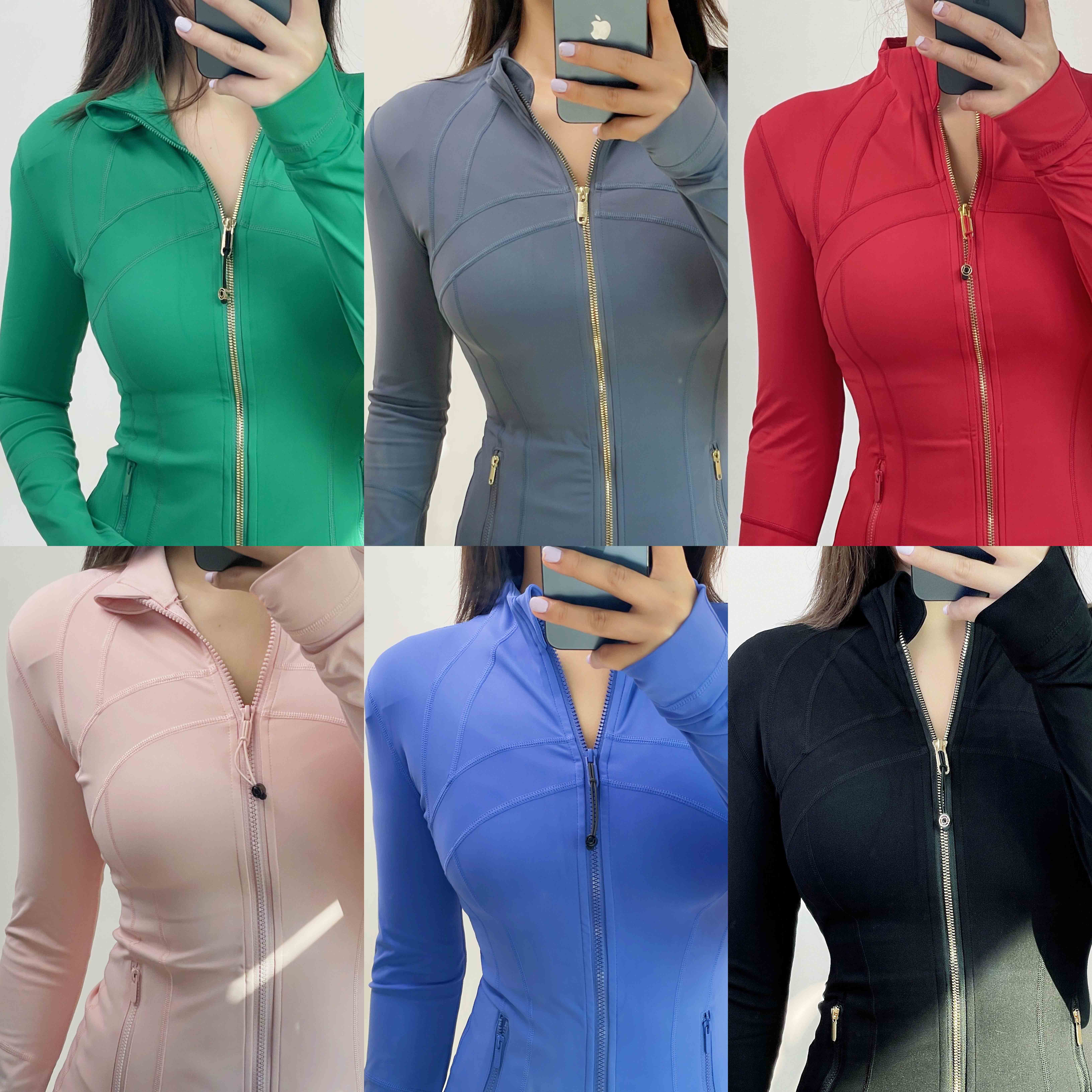 2025 Hot Women Jacket With Gold Zipper Full Length Jacket Set Quick Dry Pants Top Solid Zip Up Coat Lightweight Gym Pant Jaket luluity lemonlies set