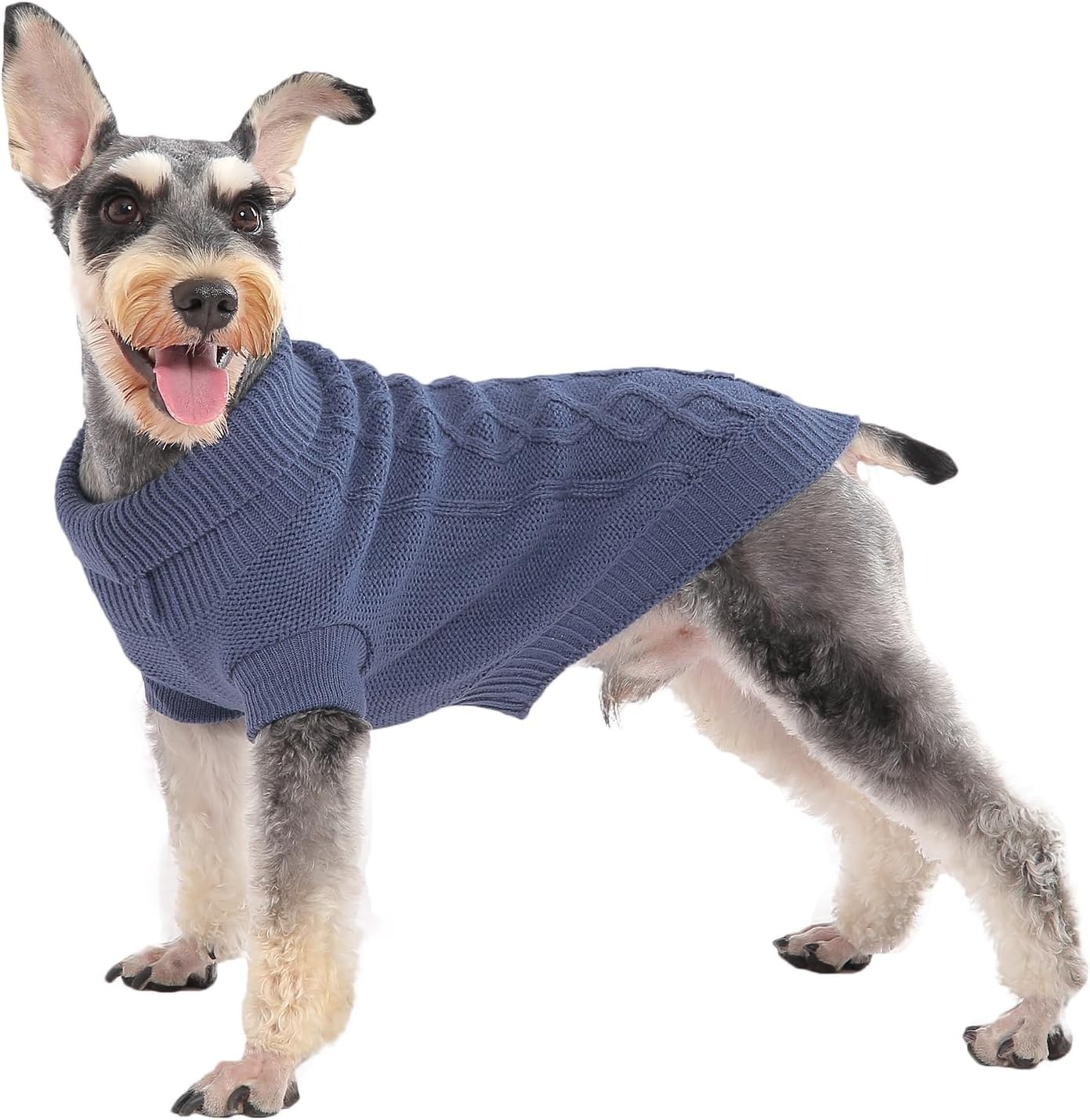 Small Dog Warm Winter Sweater Pet Dog Clothes Dog Knitwear for Small to Medium Breeds Dog Outfits (Dark Blue M)