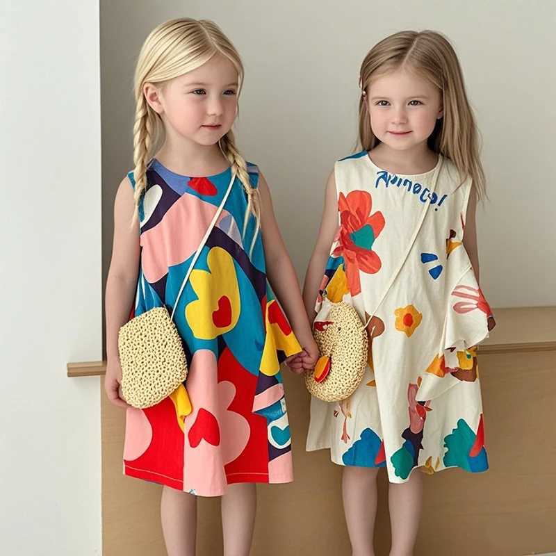 Girl floral print dress+bag 2-piece set 0-8 year girl summer clothing 2025 new arrival baby princess belt dressXJ250410