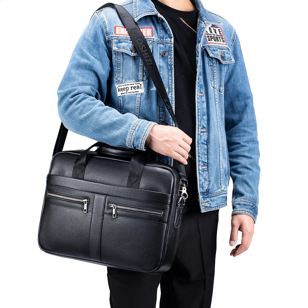 selling mens bags leather handbags mens top cowhide briefcase 15 inch computer file bag 250410