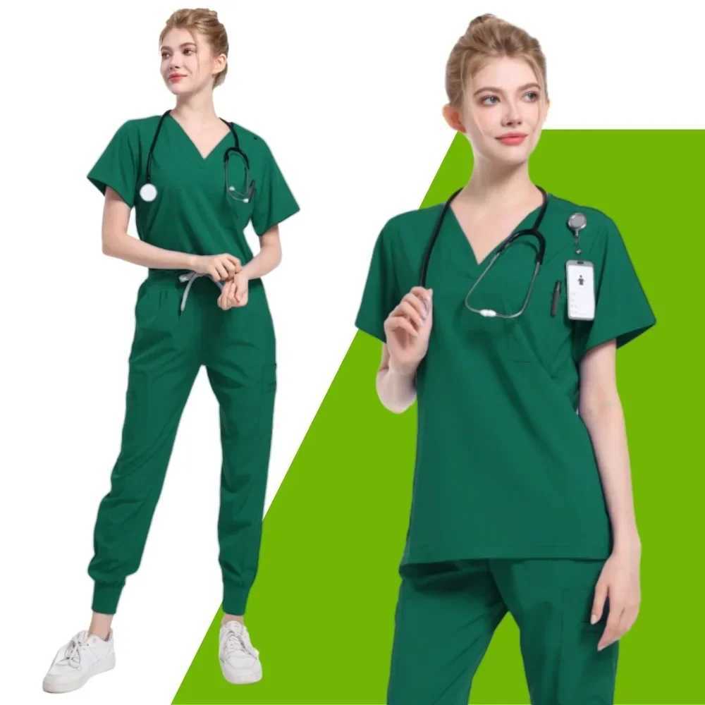Dentist Surgery Tops Solid Color Beauty Sn Work Blouse Veterinary Nursing T-Shirts Spa Uniform Scrub Tops Men Medical Clothes X250410