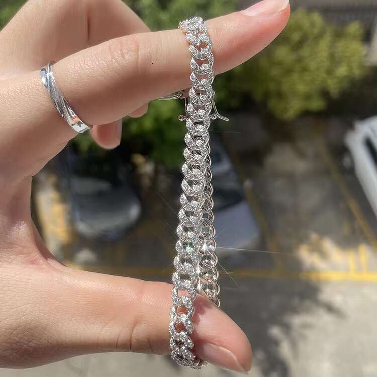 Custom 6mm Single Row Cuban Link Chain S925 Silver Vvs Moissanite Passed Diamond Tester with GRA Certificate Hip Hop Necklace