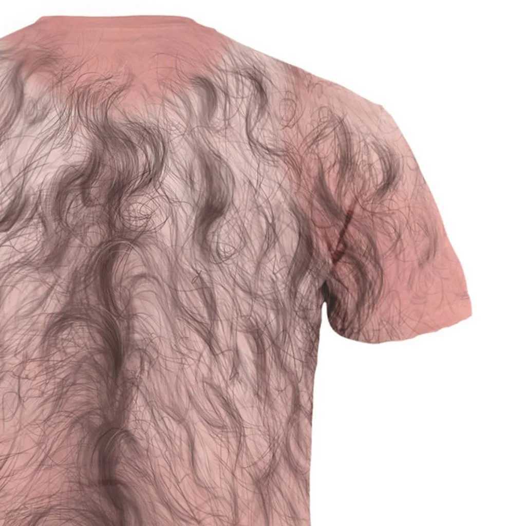 Interesting mens 3D hair printed T-shirt short sleeved ugly summer T-shirt mens top M250411