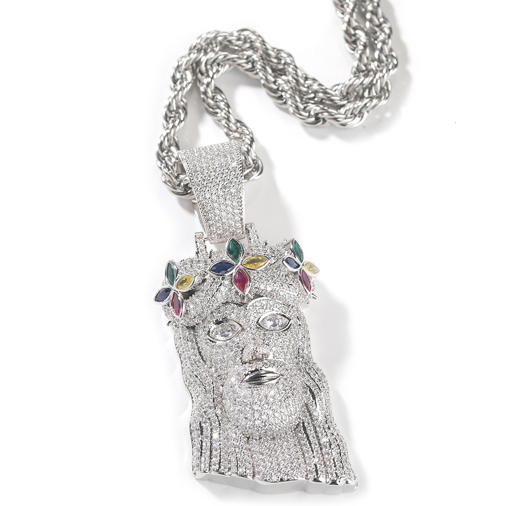 Classic Clover Crown Portrait Pendant Cool and Versatile Hip Hop 925 silver VVS Moissanite chain High End Long Necklace