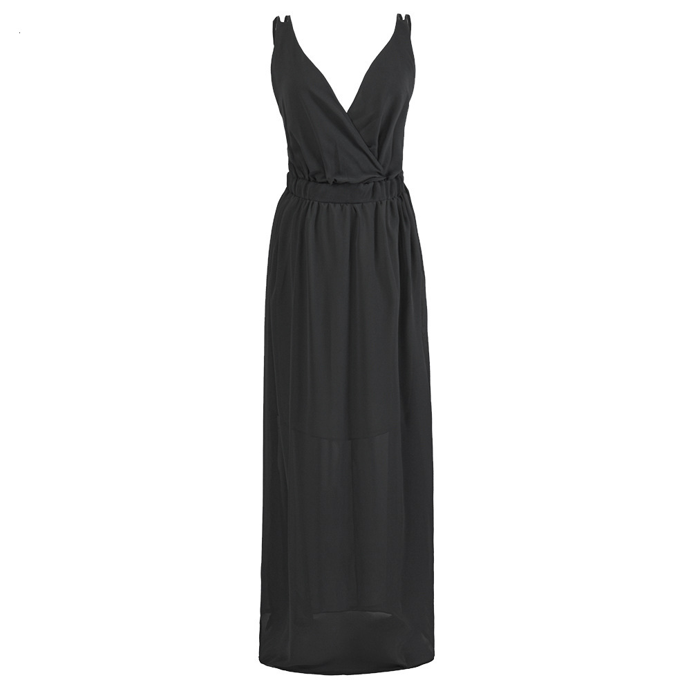 Large Women's 2025 Chiffon Sexy Strap Open Back Long Dress Women