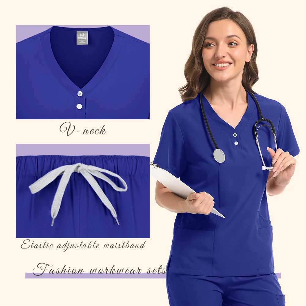 Surgical Uniforms Woman Nursing Enfermeria Sets Top + Pant Articles Medical Uniform Scrubs Clinical Beauty Sn hospital Suits X2504101