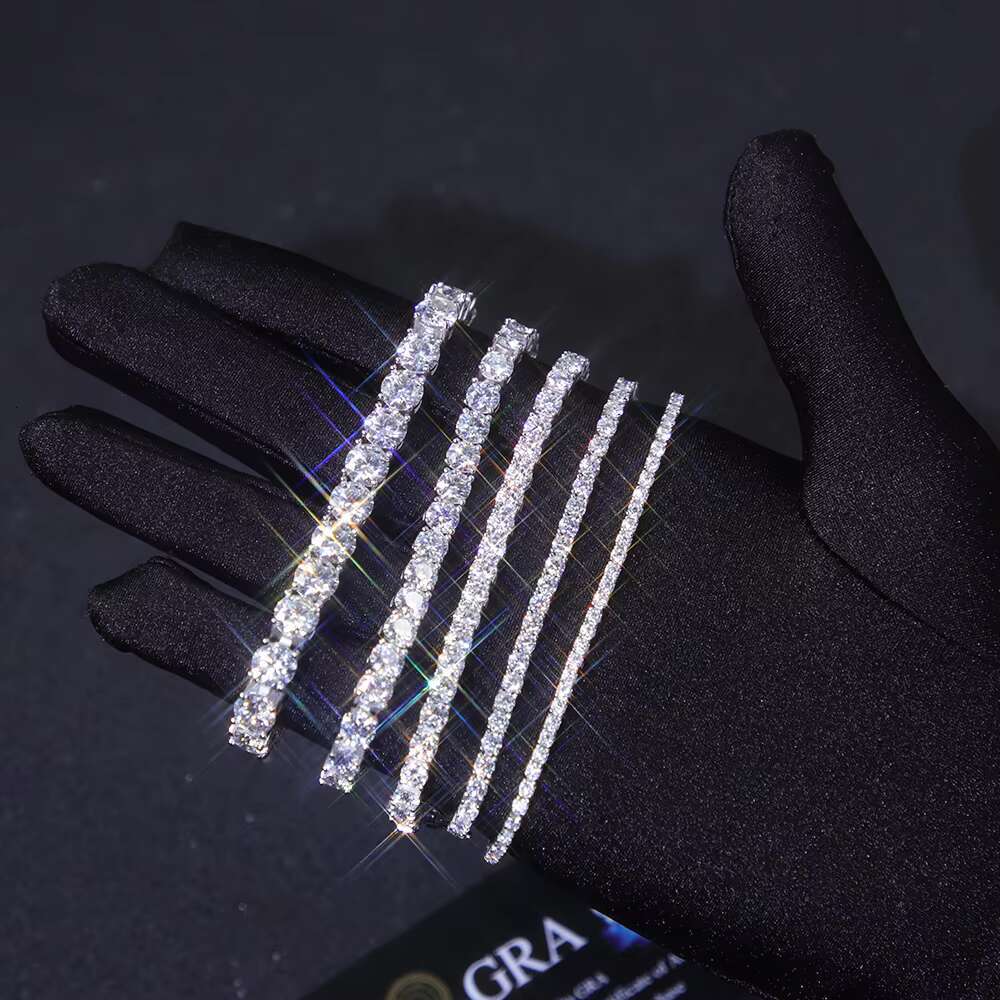 Wholesale Price Hip Hop Jewelry 2mm 3mm 4mm 5mm 925 Sterling Silver Gold Plated VVS Moissanite Diamond Tennis Chain
