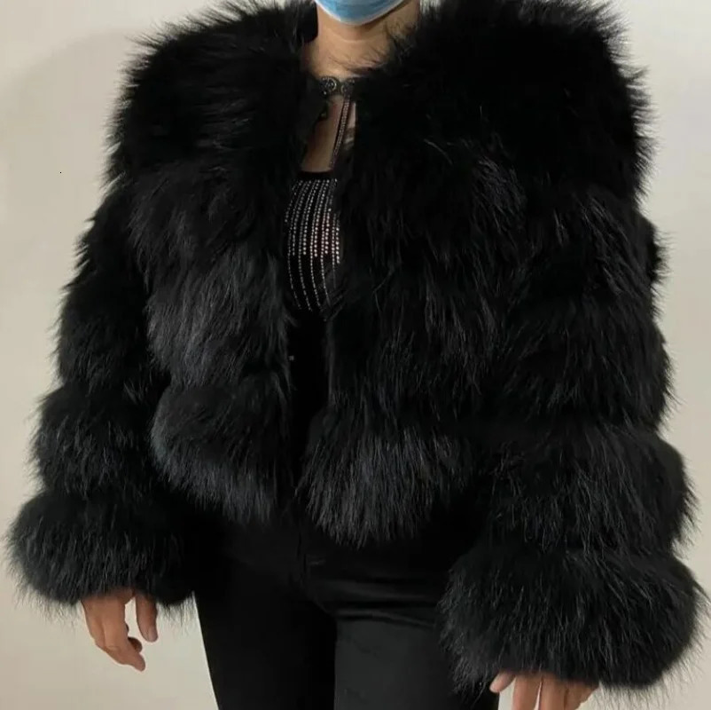 Faux Fur Coat Womens Jacket Winter Fashion Warm Thick Raccoon Leather Brown Plus Size Especially Cold 251103