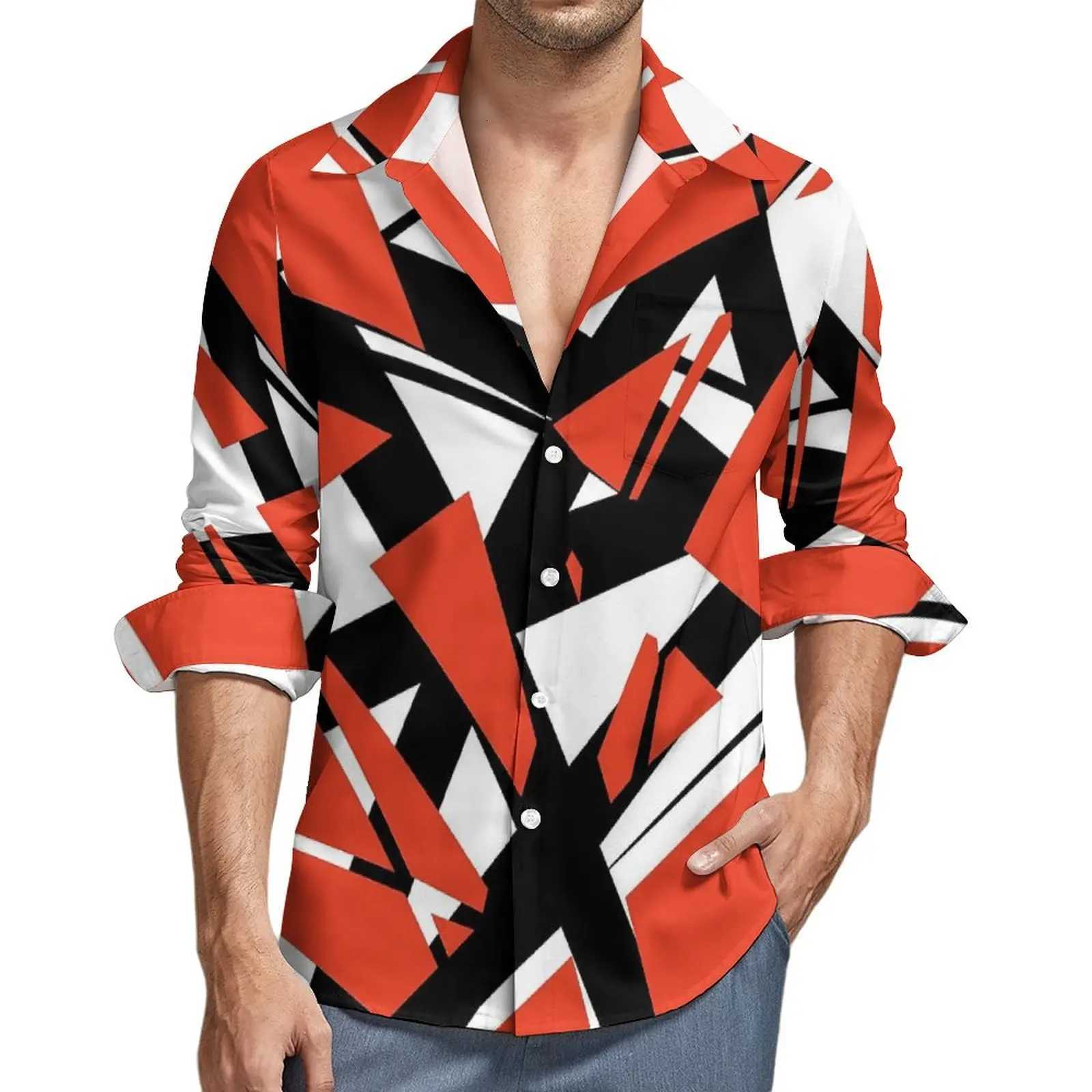 Van Halen Shirt Autumn Lines Print Casual Shirts Male Vintage Blouses Long Sleeve Printed Stylish Clothing Plus Size No Pockets K251110