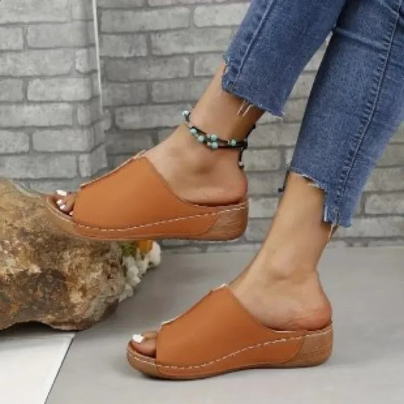 WomenS Open Toe Sandals Summer Woman Fashion Breathable Comfortable Sandals Wedge Buckle Female Footwear Zapatos Fucsia Mujer 250410