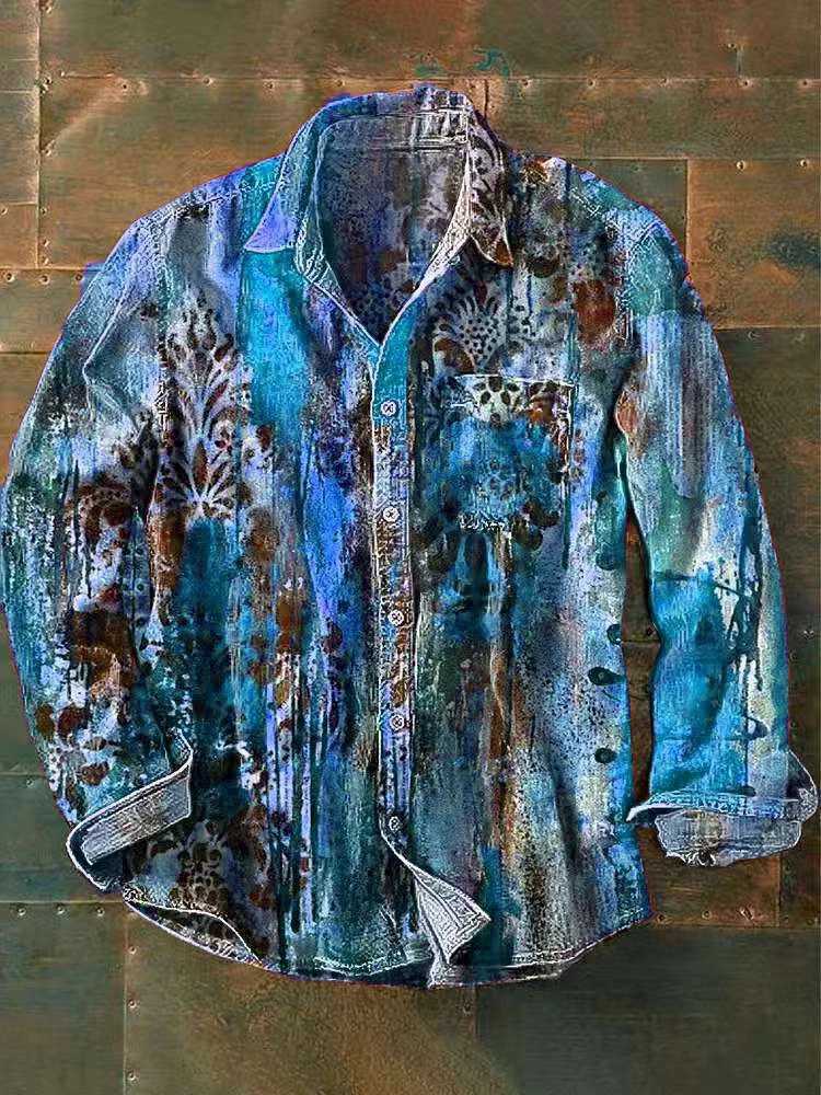 Mens Long Sleeve Shirt Brand New Fashion Casual 100 Linen Versatile Fashionable Printed Pocket Summer K251110