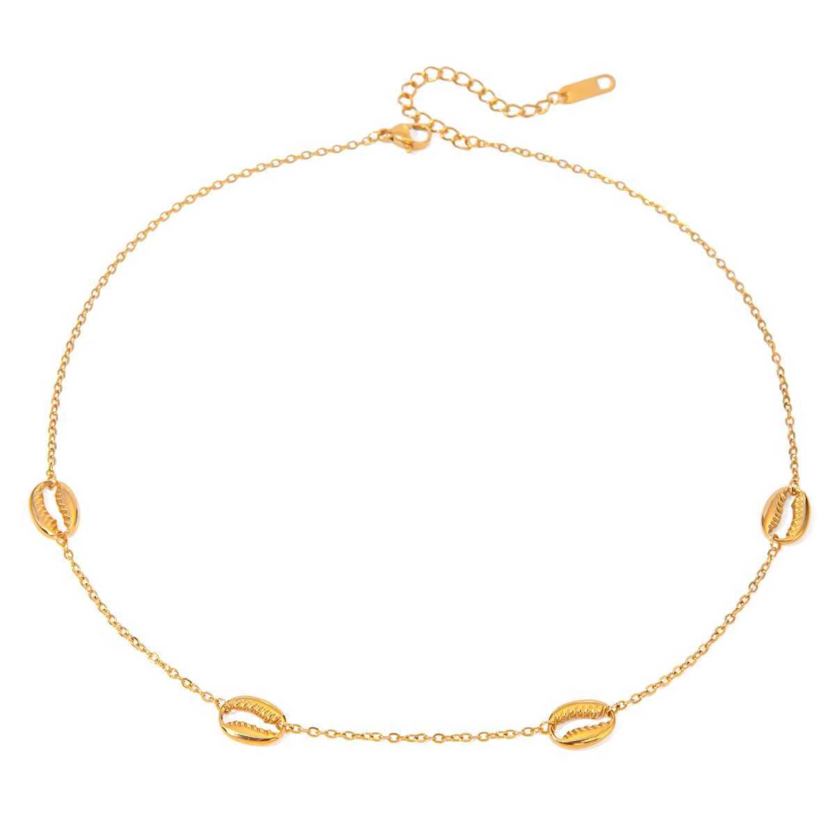 Uworld Rust Proof Stainless Steel Four Shell Components Necklace for Women Girls Summer Vacation Waterproof JewelryC250411