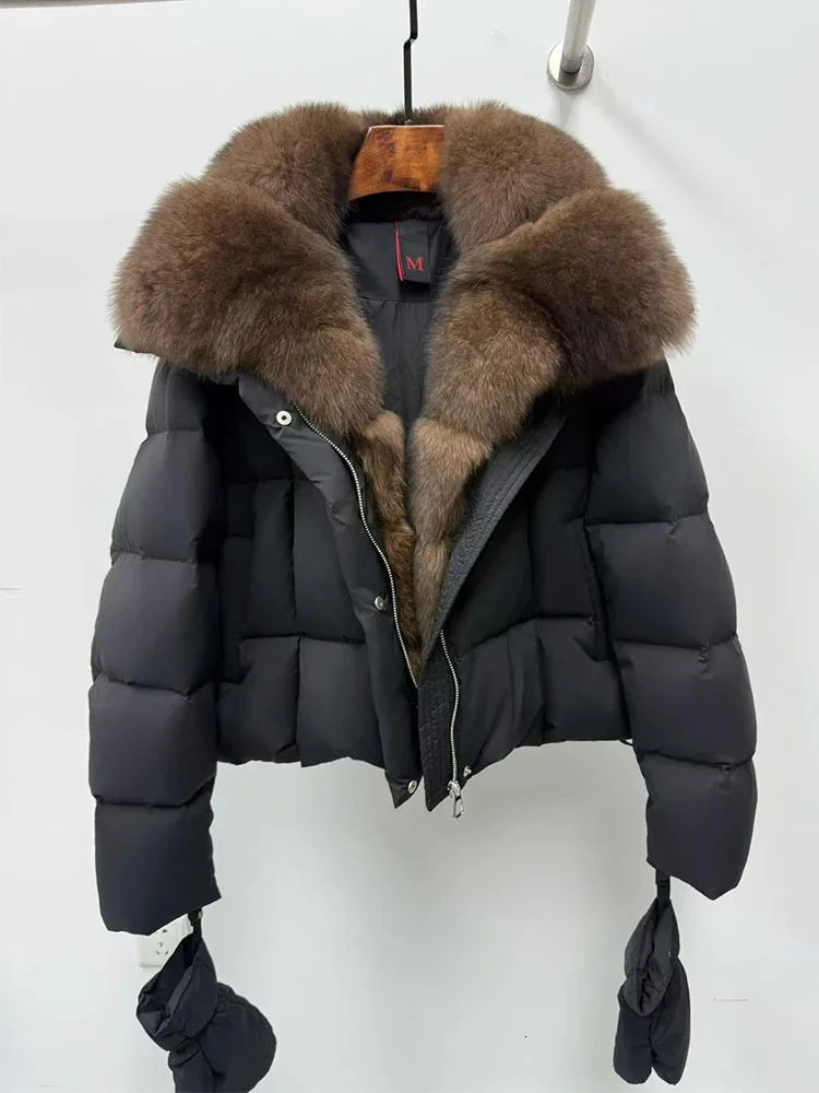 Down Jacket Huge Natural Fox Fur Collar Goose Down Jacket Women Casual Warm Puffer Jacket Down Coat Parka Outwear 251110