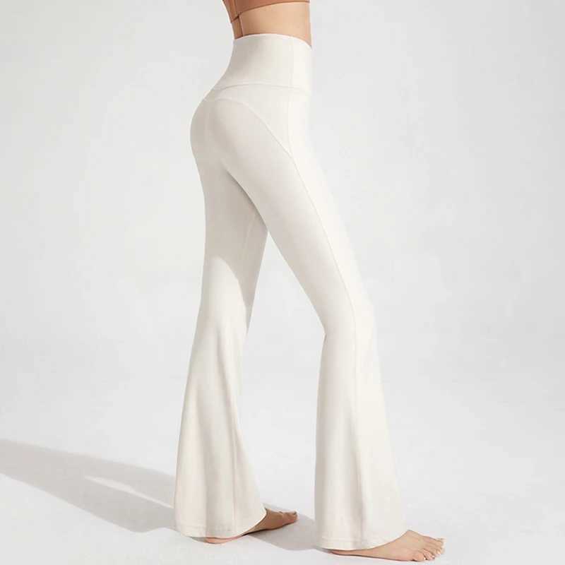 Strapless Waist Wrinkle Hip Enhancement Fitness Exercise Elastic Bell Bottom Pants Womens Casual Outdoor Running Yoga PantsW250411