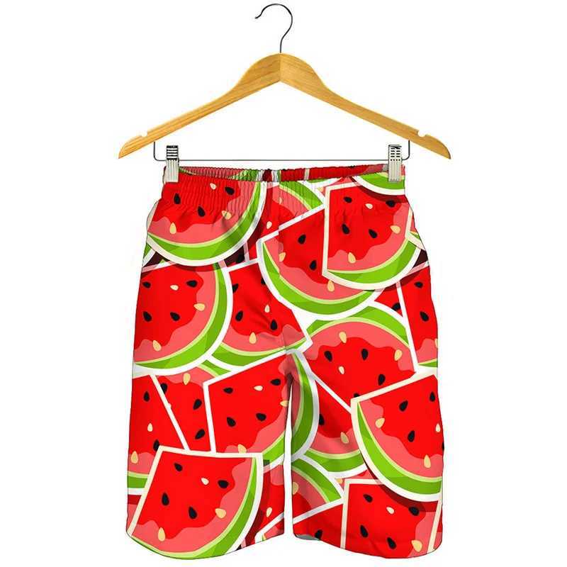 Aloha Tropical Watermelon 3D Printed Beach Shorts Mens Summer Cartoon Fruit Pattern Swimming Dry Quick Drying Surfboard ShortsW250410