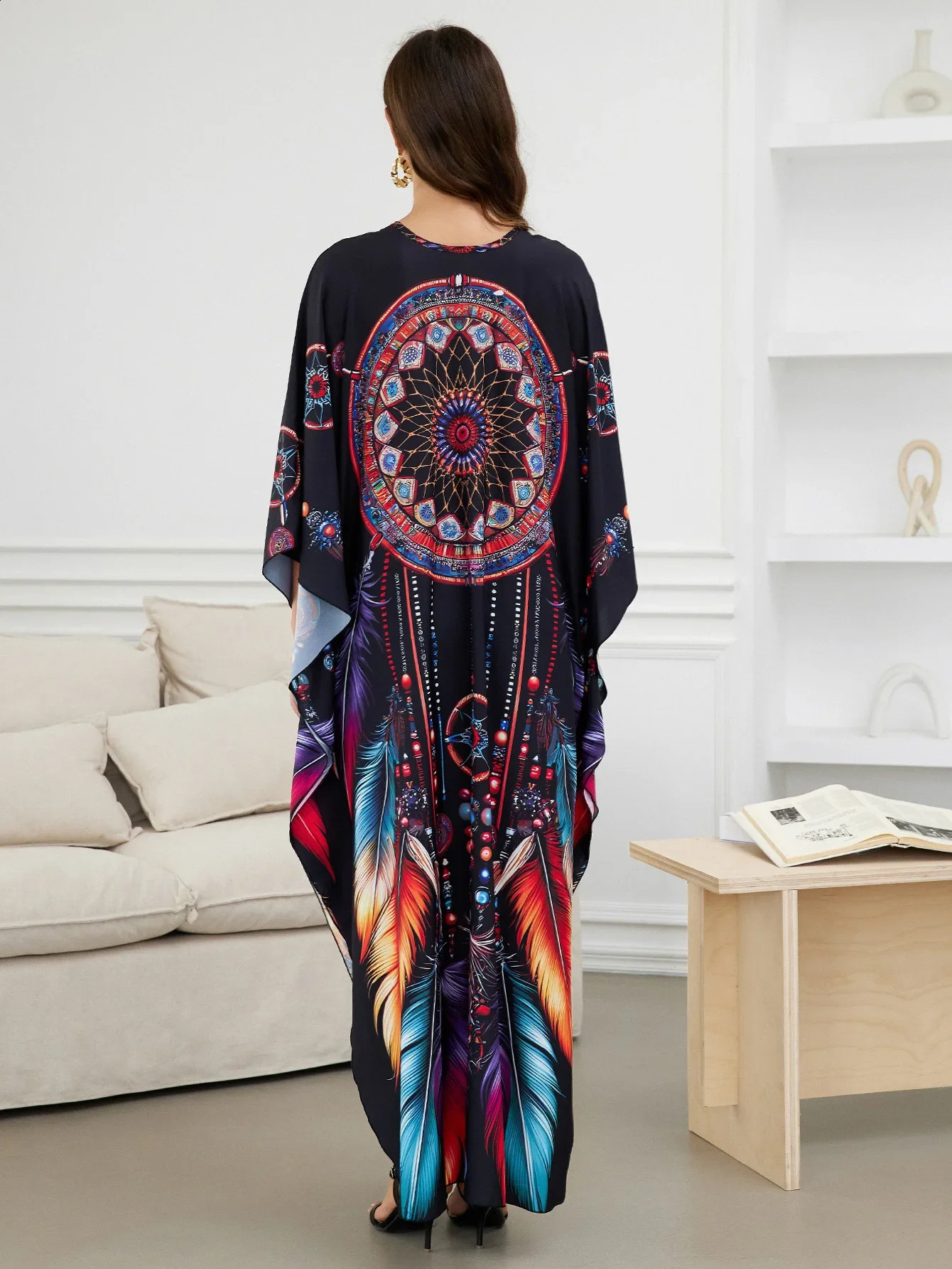 Womens beach dress printed Kaftans Maxi Robe summer holiday swimsuit direct delivery factory supply 250408