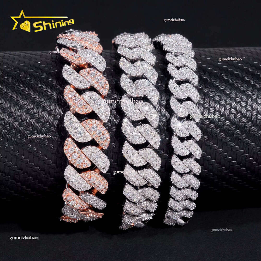 Wholesale Price 10mm 13mm 15mm Chain Sier Iced Out Vvs Moissanite Dia Hip Hop Jewelry Cuban k Bracelet Men